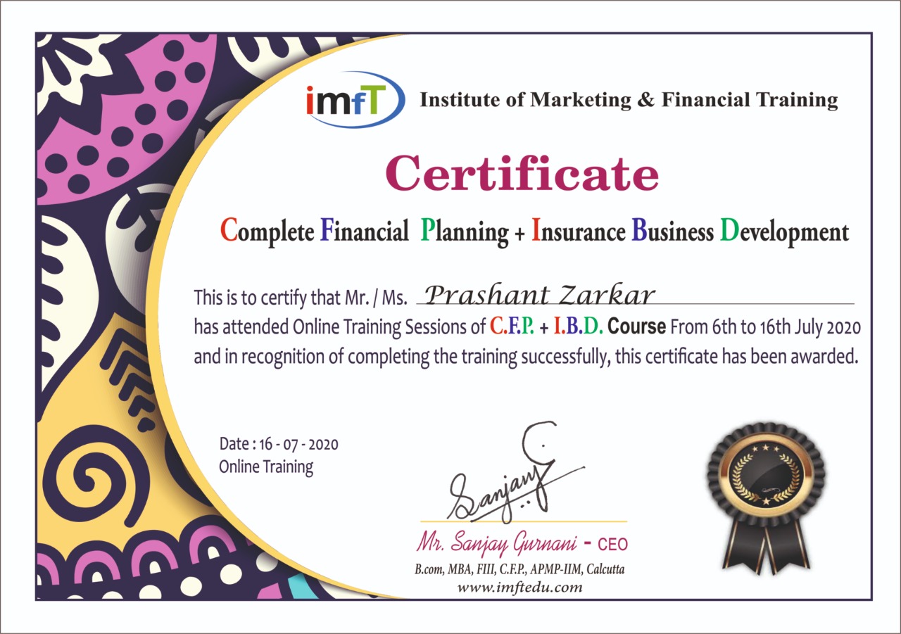 Certificate from IMFT