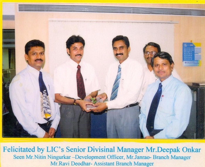 Felicitated by LIC Sr D. M. Mr. Deepak Onkar